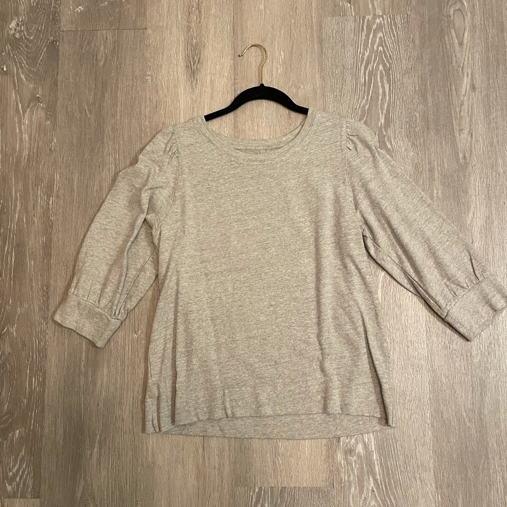 Loft cotton blend puffed sleeve top